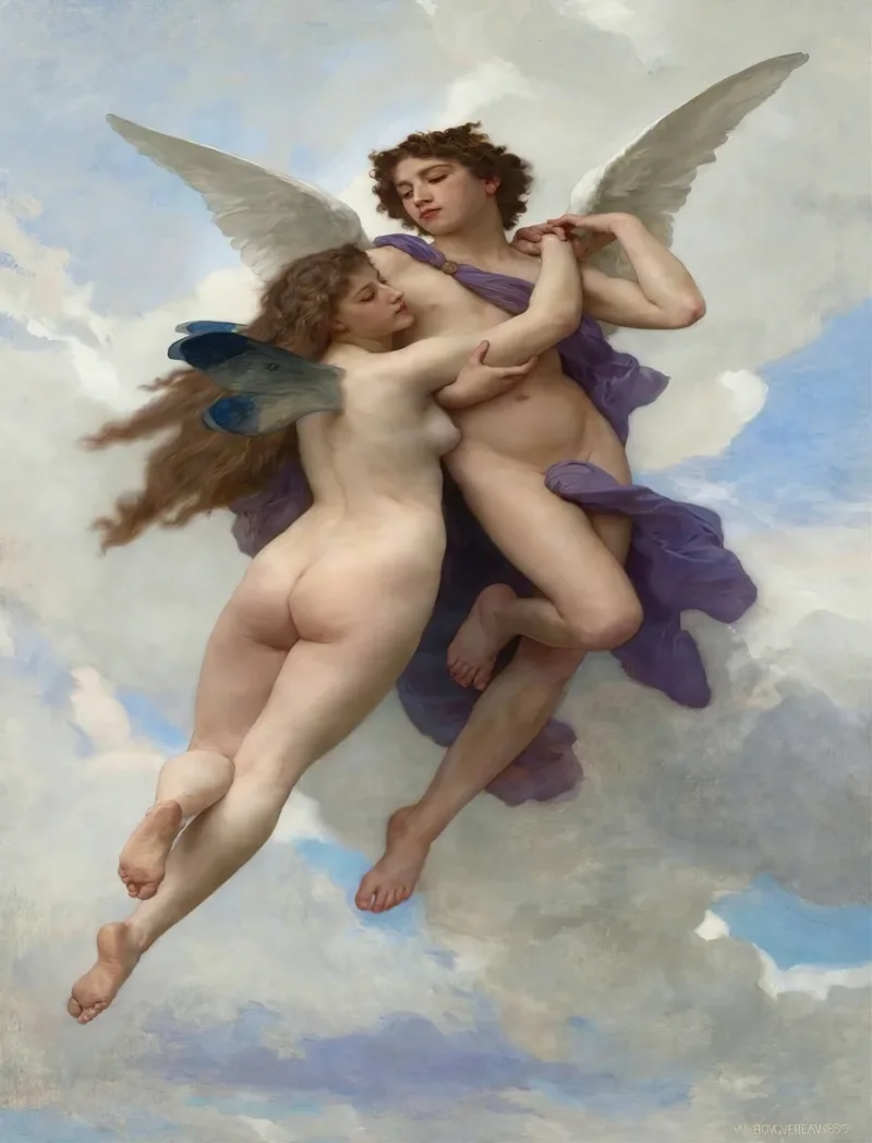 William Bouguereau – Liebe und Psyche 1899 | Giclée Kunstdruck gerahmt