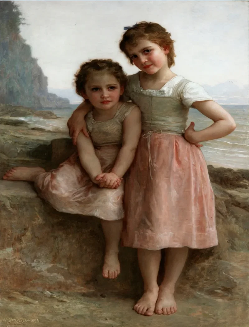 William Bouguereau – Schwestern am Ufer 1896 | Giclée Kunstdruck gerahmt