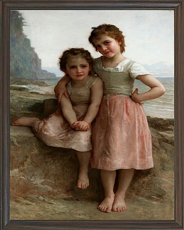 William Bouguereau – Schwestern am Ufer 1896 | Giclée Kunstdruck gerahmt