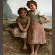 William Bouguereau – Schwestern am Ufer 1896 | Giclée Kunstdruck gerahmt