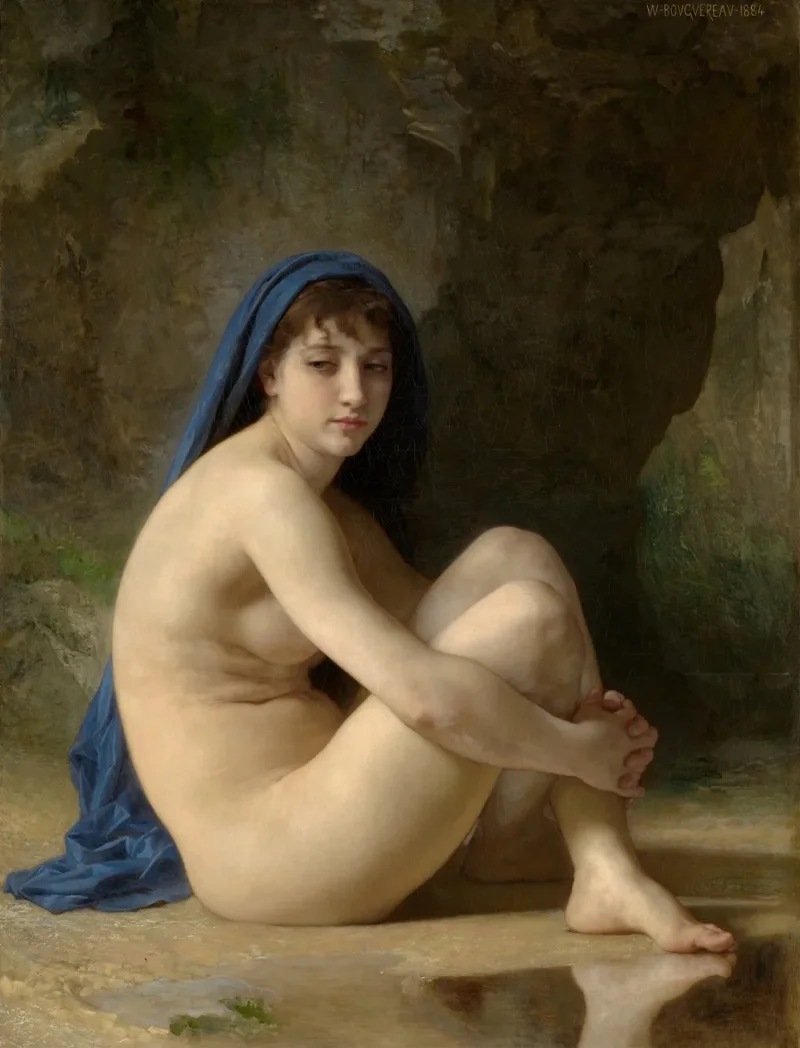 William Bouguereau – Sitzender Akt 1884 | Giclée Kunstdruck gerahmt