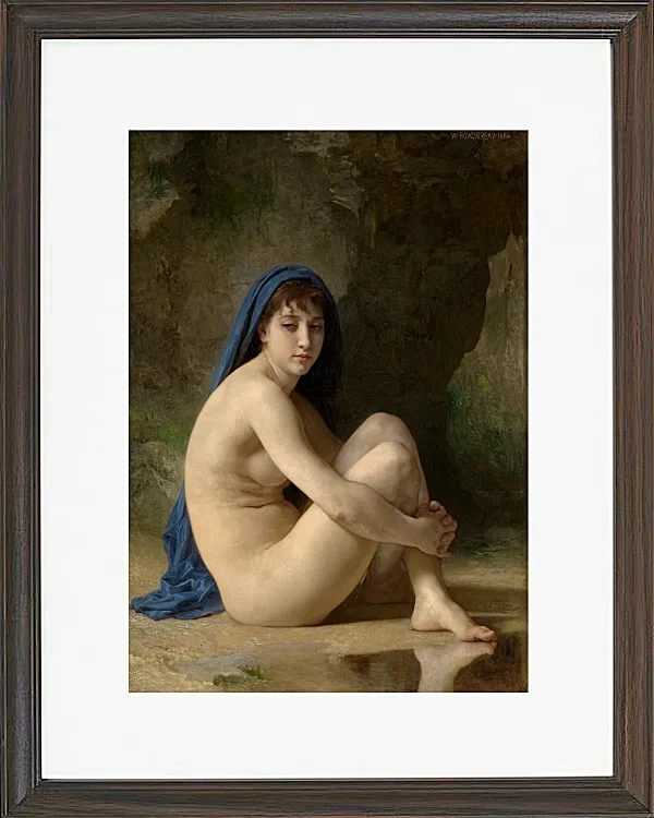 William Bouguereau – Sitzender Akt 1884 | Giclée Kunstdruck gerahmt