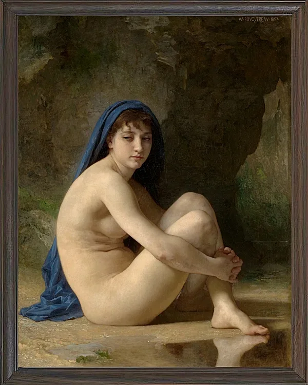 William Bouguereau – Sitzender Akt 1884 | Giclée Kunstdruck gerahmt
