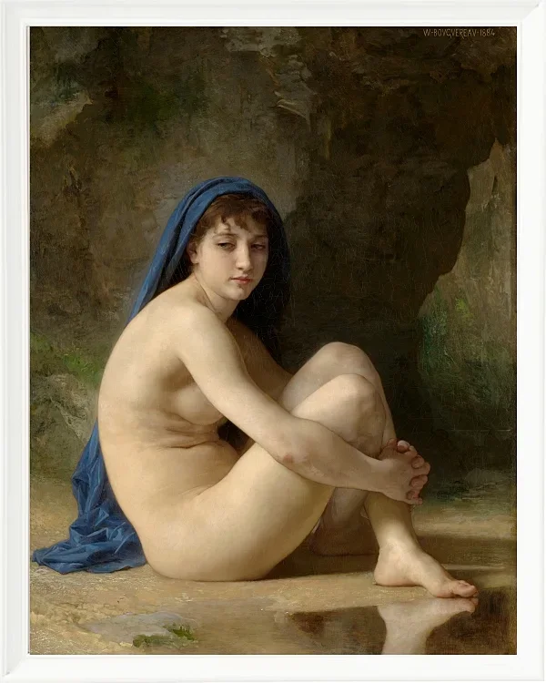 William Bouguereau – Sitzender Akt 1884 | Giclée Kunstdruck gerahmt