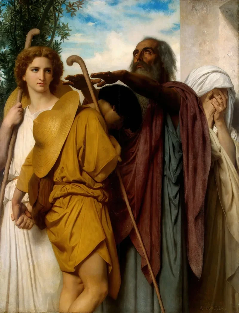 William Bouguereau – Tobias verabschiedet sich von seinem Vater 1860 | Giclée Kunstdruck gerahmt