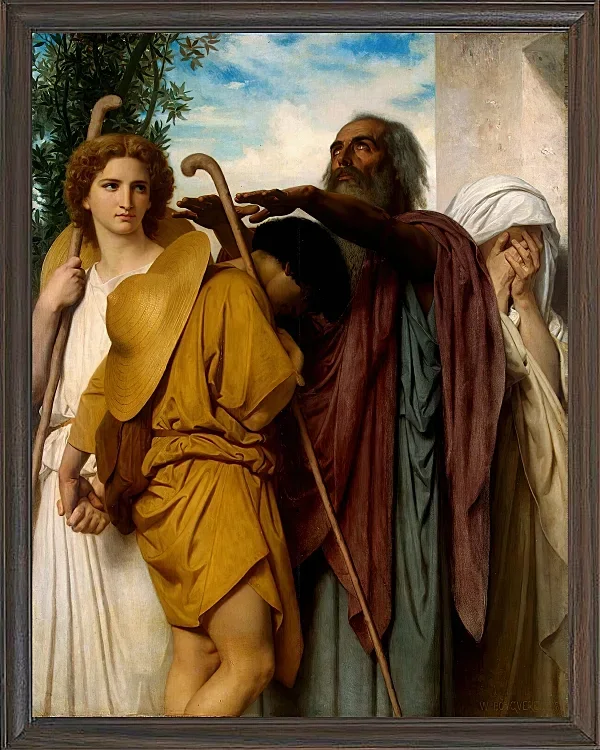William Bouguereau – Tobias verabschiedet sich von seinem Vater 1860 | Giclée Kunstdruck gerahmt