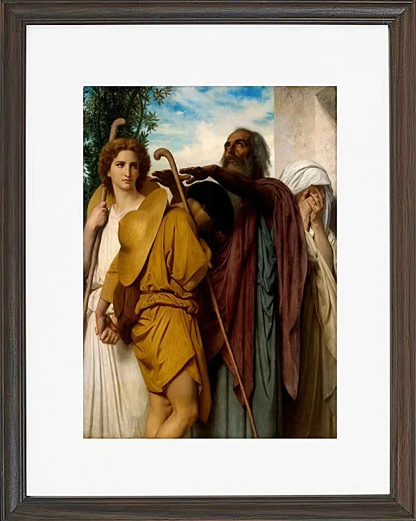 William Bouguereau – Tobias verabschiedet sich von seinem Vater 1860 | Giclée Kunstdruck gerahmt