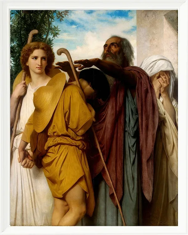 William Bouguereau – Tobias verabschiedet sich von seinem Vater 1860 | Giclée Kunstdruck gerahmt