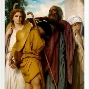 William Bouguereau – Tobias verabschiedet sich von seinem Vater 1860 | Giclée Kunstdruck gerahmt
