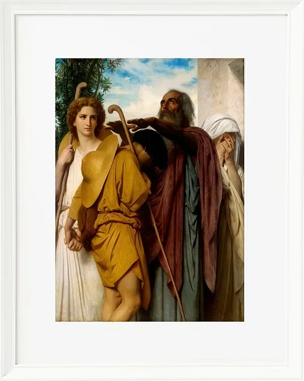 William Bouguereau – Tobias verabschiedet sich von seinem Vater 1860 | Giclée Kunstdruck gerahmt