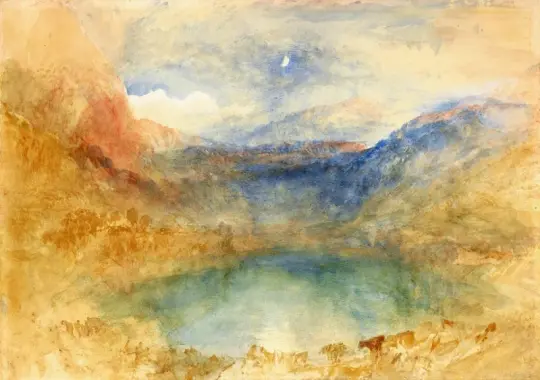 William Turner | Lungernsee i måneskin, Schweiz - 1848 | Indrammet kunsttryk | Romantic | formida