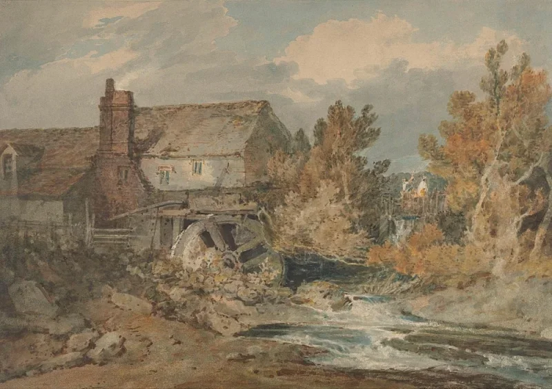 William Turner | Vandmølle nær en strømmende bæk - 1795 | Indrammet kunsttryk | Romantic | formida