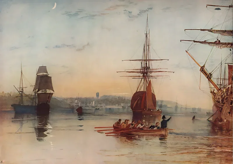 William Turner | Cowes - 1809 | Indrammet kunsttryk | Romantic | formida