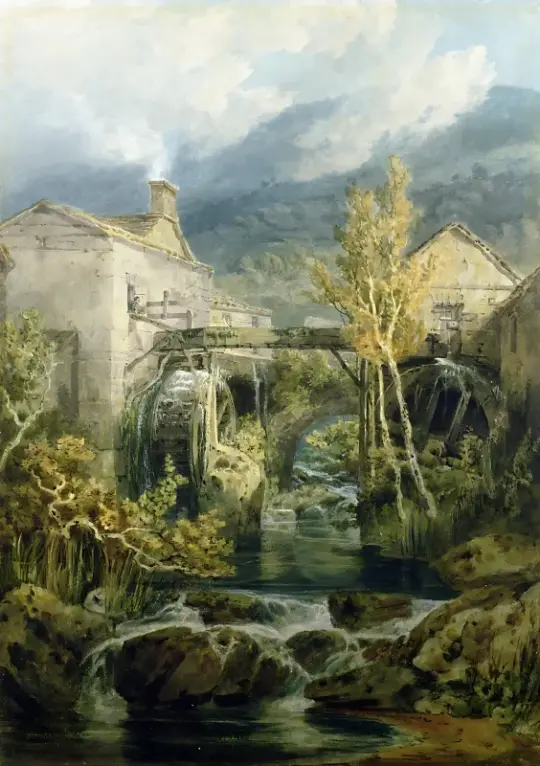 William Turner | Den gamle mølle, Ambleside - 1797 | Indrammet kunsttryk | Romantic | formida