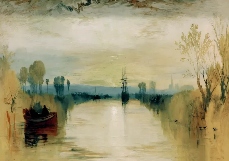 William Turner | Chichester-kanalen - 1828 | Indrammet kunsttryk | Romantic | formida