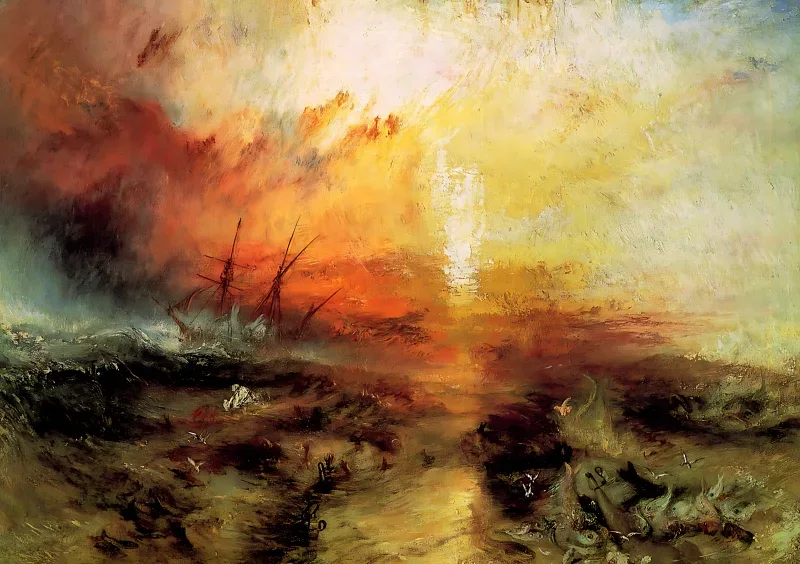 William Turner | Das Sklavenschiff Sklaven werfen die Toten und Sterbenden über Bord - 1840 | Gerahmter Kunstdruck | Romantik | formida
