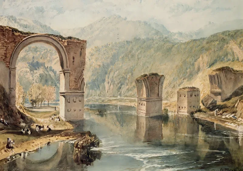 William Turner | Narni-broen - 1817 | Indrammet kunsttryk | Romantic | formida
