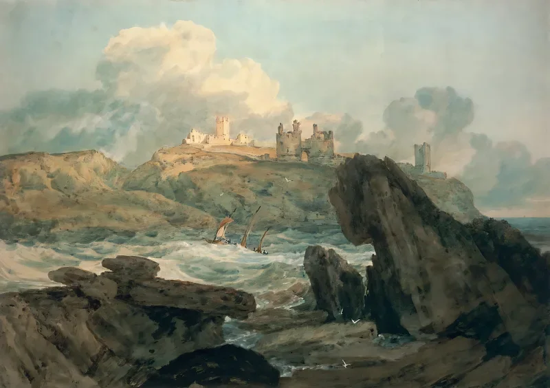 William Turner | Dunstanburgh Slot - 1798 | Indrammet kunsttryk | Romantic | formida