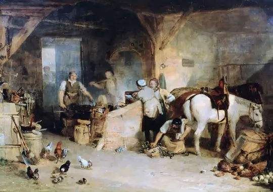 William Turner | En landsbysmed diskuterer prisen på jern - 1807 | Indrammet kunsttryk | Romantic | formida