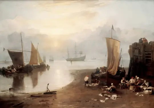 William Turner | Fiskere renser og sælger fisk - 1807 | Indrammet kunsttryk | Romantic | formida