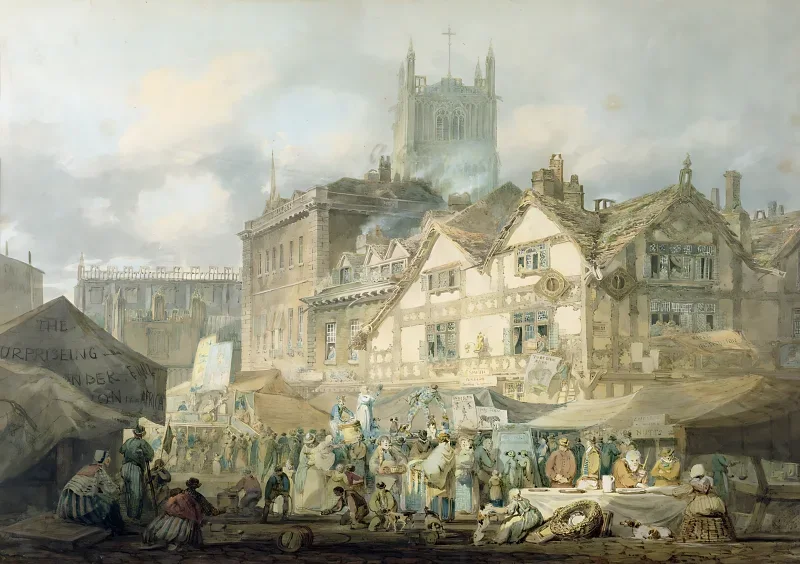 William Turner | High Green Queen Square, Wolverhampton - 1795 | Indrammet kunsttryk | Romantic | formida