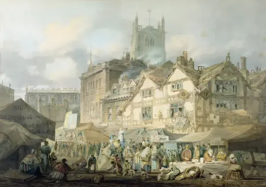 William Turner | High Green Queen Square, Wolverhampton - 1795 | Indrammet kunsttryk | Romantic | formida