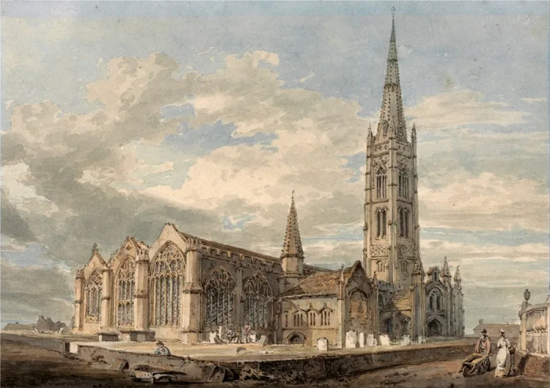 William Turner | Nordostansicht der Grantham Church, Lincolnshire - 1797 | Gerahmter Kunstdruck | Romantik | formida