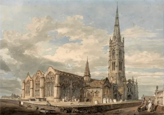 William Turner | North East View of Grantham Church, Lincolnshire - 1797 | Indrammet kunsttryk | Romantic | formida