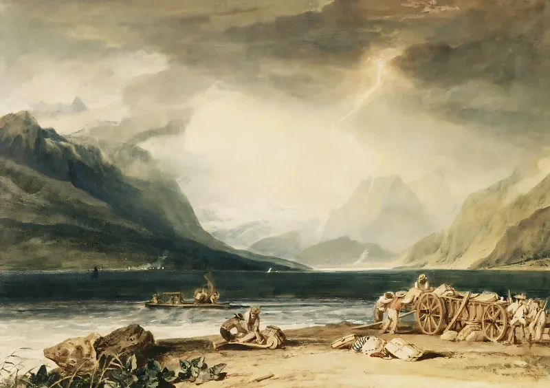 William Turner | Thun-søen, Schweiz - 1802 | Indrammet kunsttryk | Romantic | formida