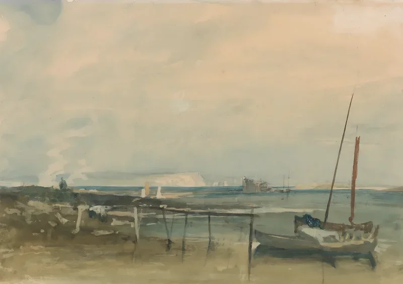 William Turner | Kystlandskab med hvide klipper og både - 1884 | Indrammet kunsttryk | Romantic | formida