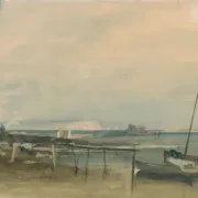 William Turner | Kystlandskab med hvide klipper og både - 1884 | Indrammet kunsttryk | Romantic | formida