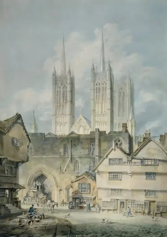 William Turner | Lincoln-katedralen - 1795 | Indrammet kunsttryk | Romantic | formida