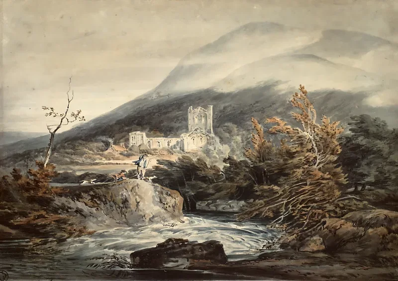 William Turner | Llanthony Abbey, Monmouthshire - 1792 | Indrammet kunsttryk | Romantic | formida
