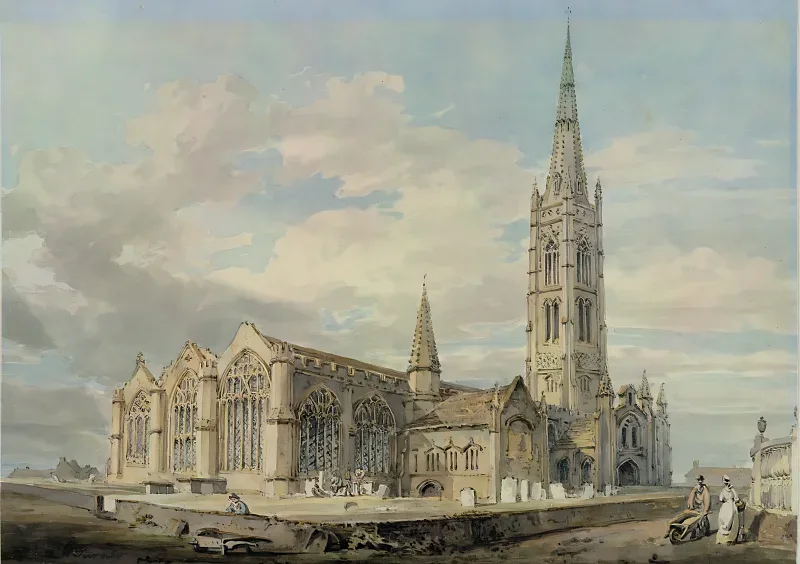 William Turner | Nordøstudsigt over Grantham Kirke - 1797 | Indrammet kunsttryk | Romantic | formida