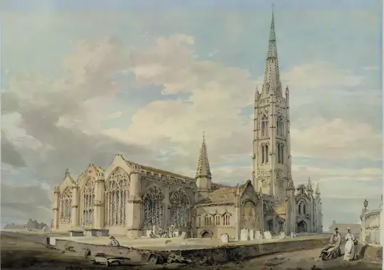William Turner | Nordøstudsigt over Grantham Kirke - 1797 | Indrammet kunsttryk | Romantic | formida