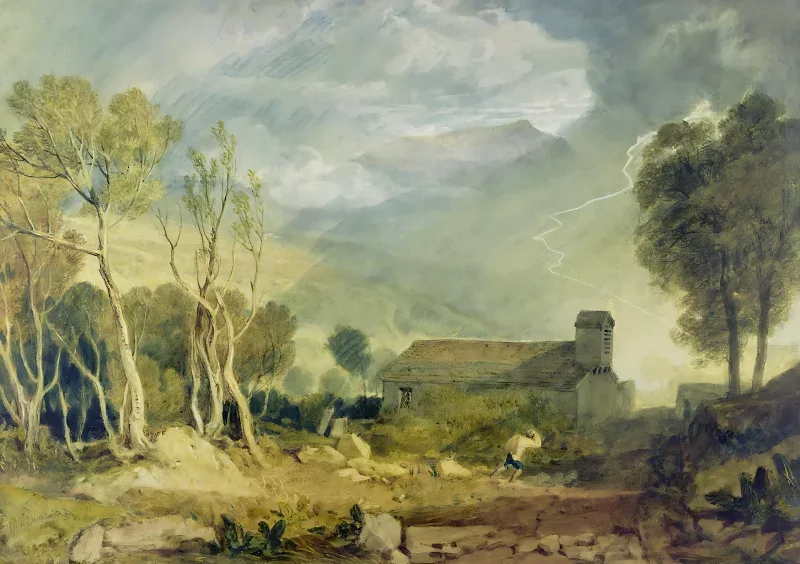 William Turner | Patterdale gamle kirke - 1810 | Indrammet kunsttryk | Romantic | formida