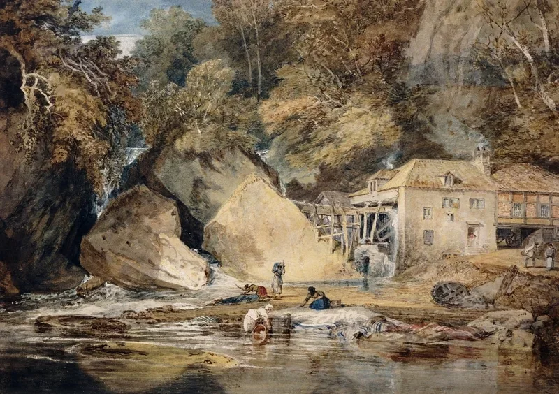 William Turner | Aberdulais Mølle, Wales - 1796 | Indrammet kunsttryk | Romantic | formida
