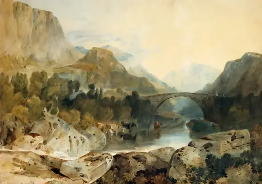 William Turner | Rosthwaite-broen, Borrowdale - 1802 | Indrammet kunsttryk | Romantic | formida