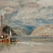William Turner | Rüdesheim, udsigt over Binger Loch - 1817 | Indrammet kunsttryk | Romantic | formida