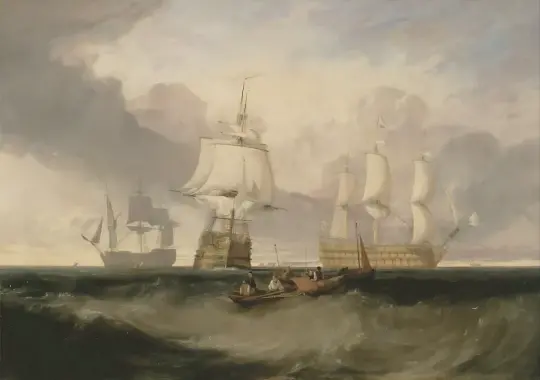 William Turner | Die Victory kehrt von Trafalgar zurück, in drei Positionen - 1806 | Gerahmter Kunstdruck | Romantik | formida