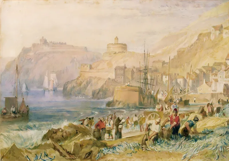 William Turner | St. Mawes i Cornwall - 1823 | Indrammet kunsttryk | Romantic | formida