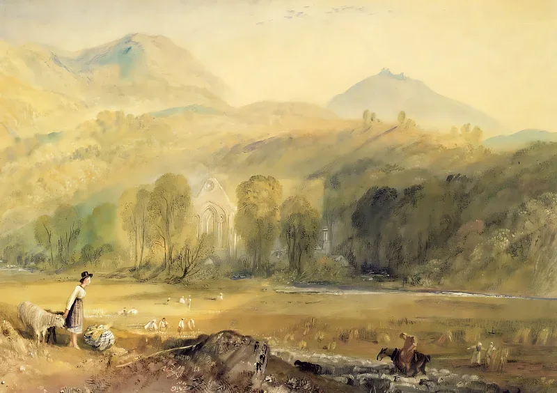 William Turner | Valle Crucis Abtei, Denbighshire - 1826 | Indrammet kunsttryk | Romantic | formida