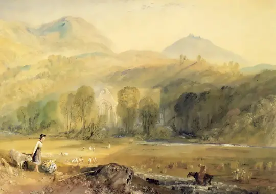 William Turner | Valle Crucis Abtei, Denbighshire - 1826 | Indrammet kunsttryk | Romantic | formida