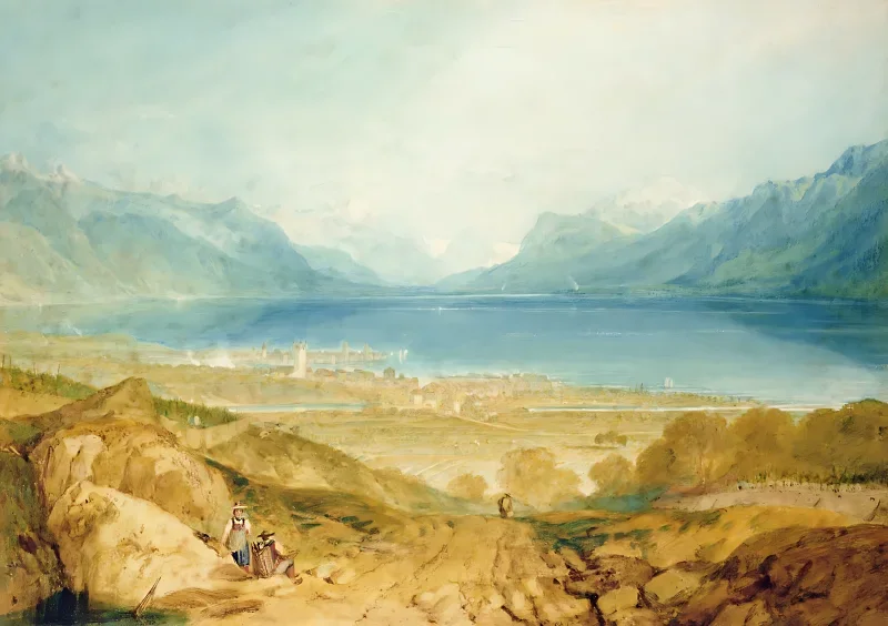 William Turner | Vevey, Genevesøen - 1802 | Indrammet kunsttryk | Romantic | formida