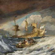 William Turner | Boote bringen Anker zu den niederländischen Kriegsschiffen – 1804 | Gerahmter Kunstdruck | Romantik | formida