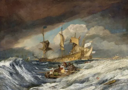 William Turner | Både der bærer ankre ud til de hollandske krigsmænd - 1804 | Indrammet kunsttryk | Romantic | formida