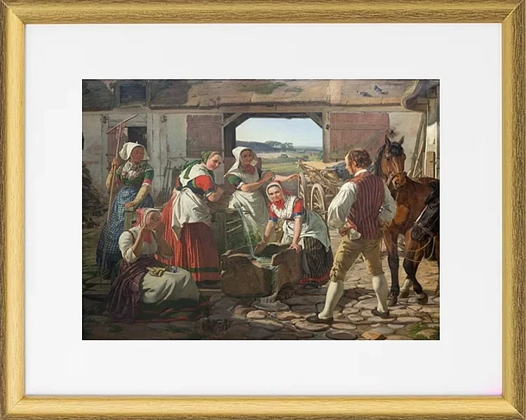 Sjællandske høstpiger ved en brønd - 1850