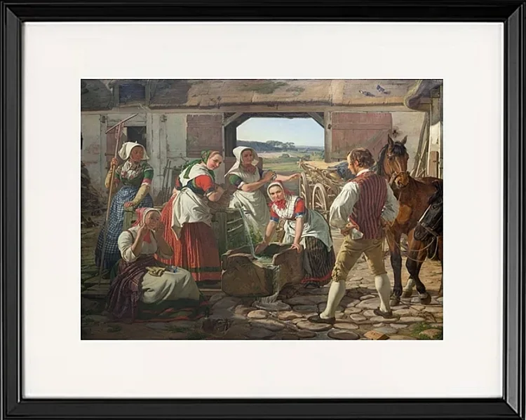 Sjællandske høstpiger ved en brønd - 1850