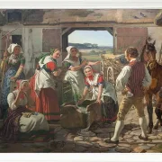 Sjællandske høstpiger ved en brønd - 1850