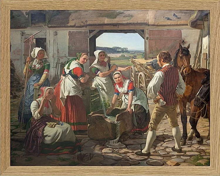 Sjællandske høstpiger ved en brønd - 1850